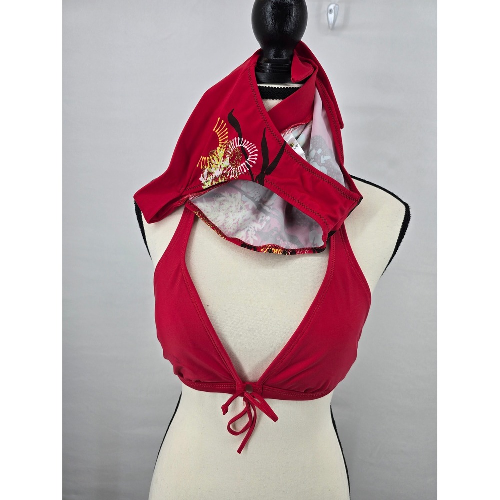Body Glove Womens Red Floral Triangle Halter Bikini Set Size S 100413 3910037